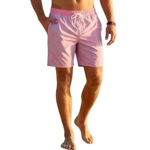 Departwest Swim Trunks Mens Medium Pink Pineapple Tropical Board Shorts Beach